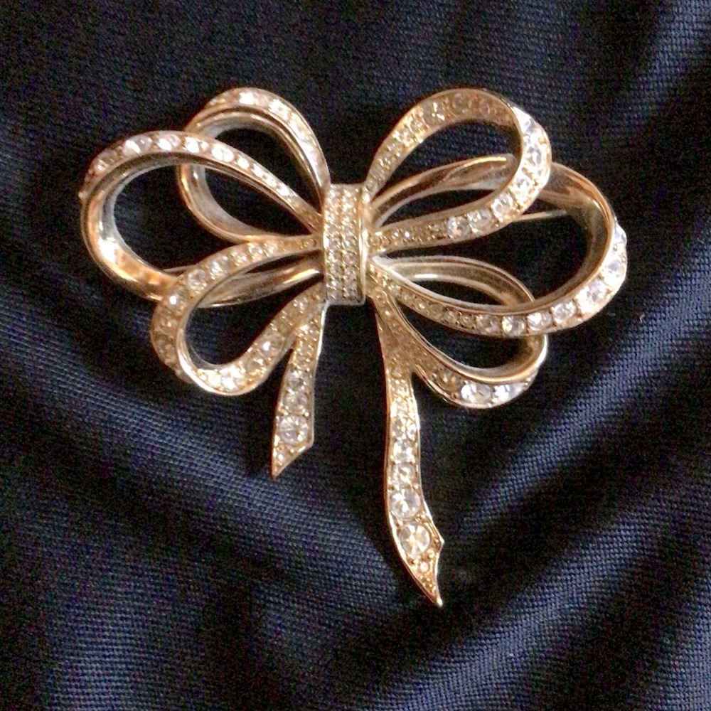 Kenneth Jay Lane KJL for Avon Vintage Rhinestone Bow Pin